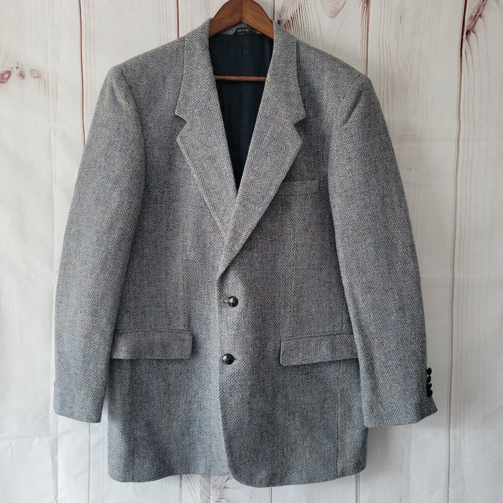 Vintage Oakton Ltd 100% Wool Men’s 44L Sport Coat Blazer Gray/Multicolor